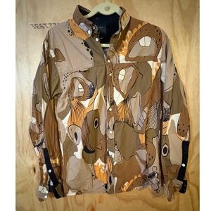 I Love Ugly Abstract Print‎ Button Down Shirt Men's Small Brown Orange